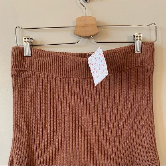 Nwt-Free People Solid Gold Ribbed Mini Skirt - Picture 6 of 10